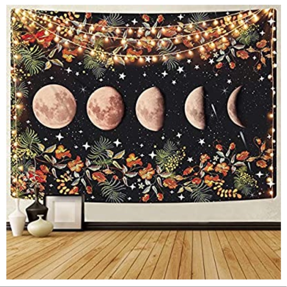 Moonlit Garden Tapestry, Moon Phase Tapestries new - Picture 3 of 4